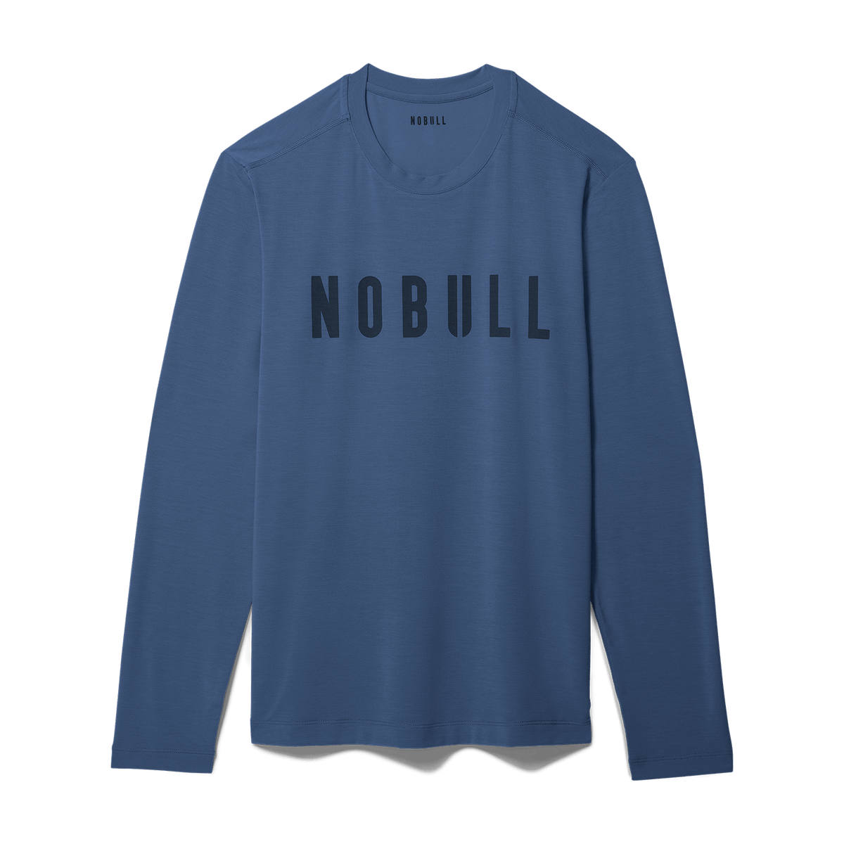 Men's Coastal Blue Long Sleeve Tee Flat Lay Angle.