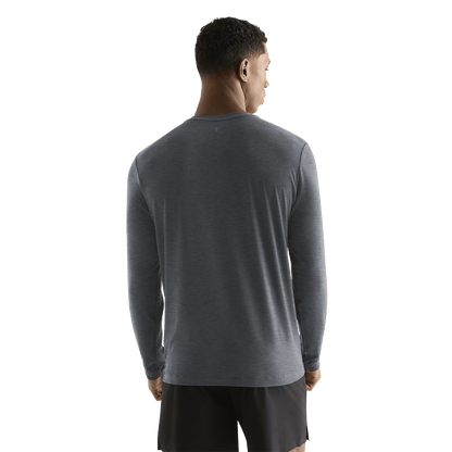 Men's Charcoal Heather NOBULL Long Sleeve Back On Body Angle.