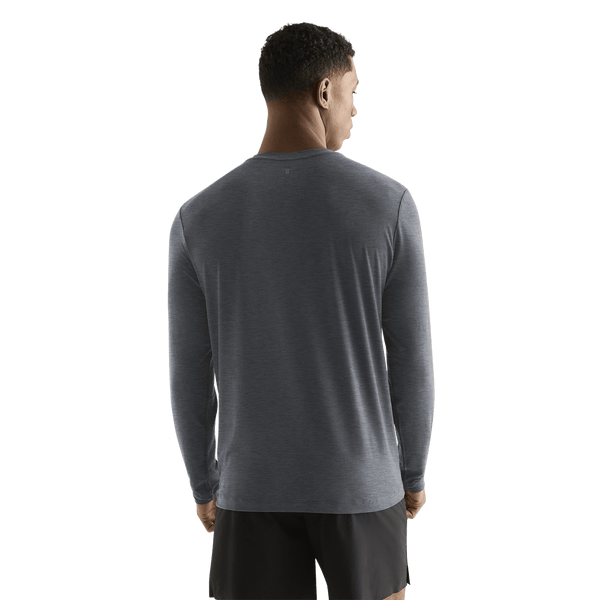 Men's Charcoal Heather NOBULL Long Sleeve Back On Body Angle.