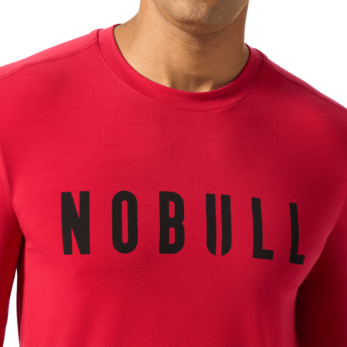 Men's Equestrian Red NOBULL Long Sleeve Front Detail Angle.
