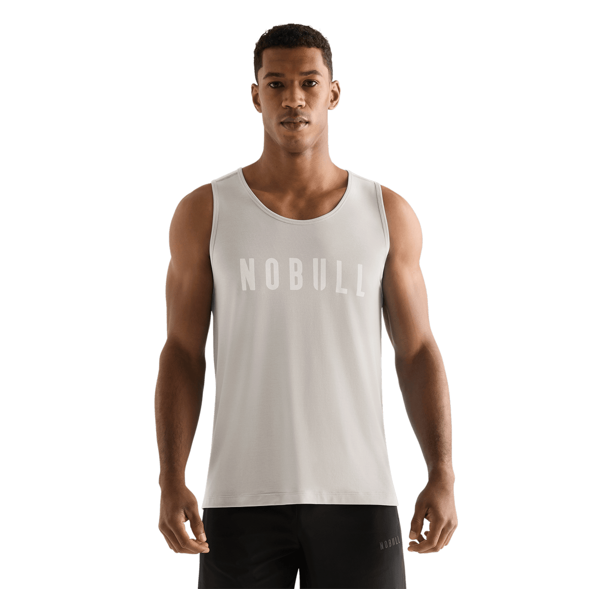 Men's Oatmeal NOBULL Tank Front Angle.