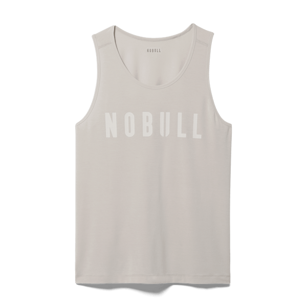 Men's Oatmeal NOBULL Tank Flat Lay Angle.