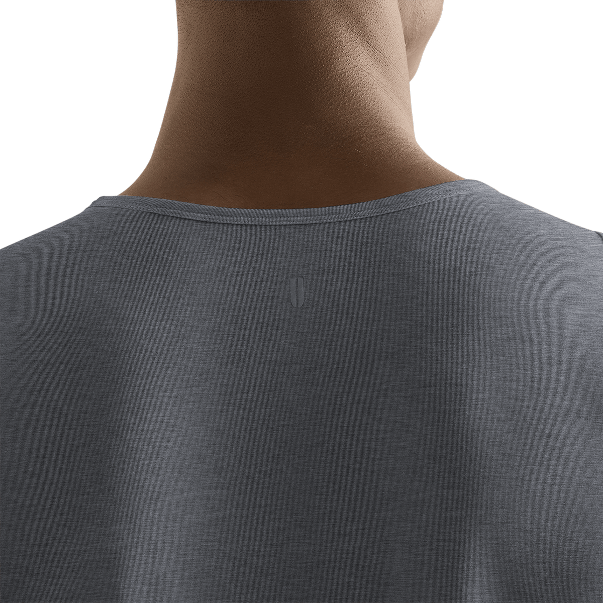 Men's Charcoal Heather NOBULL Tank Back Detail Angle.