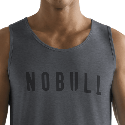 Men's Charcoal Heather NOBULL Tank Front Detail Angle.