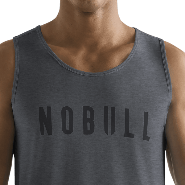Men's Charcoal Heather NOBULL Tank Front Detail Angle.