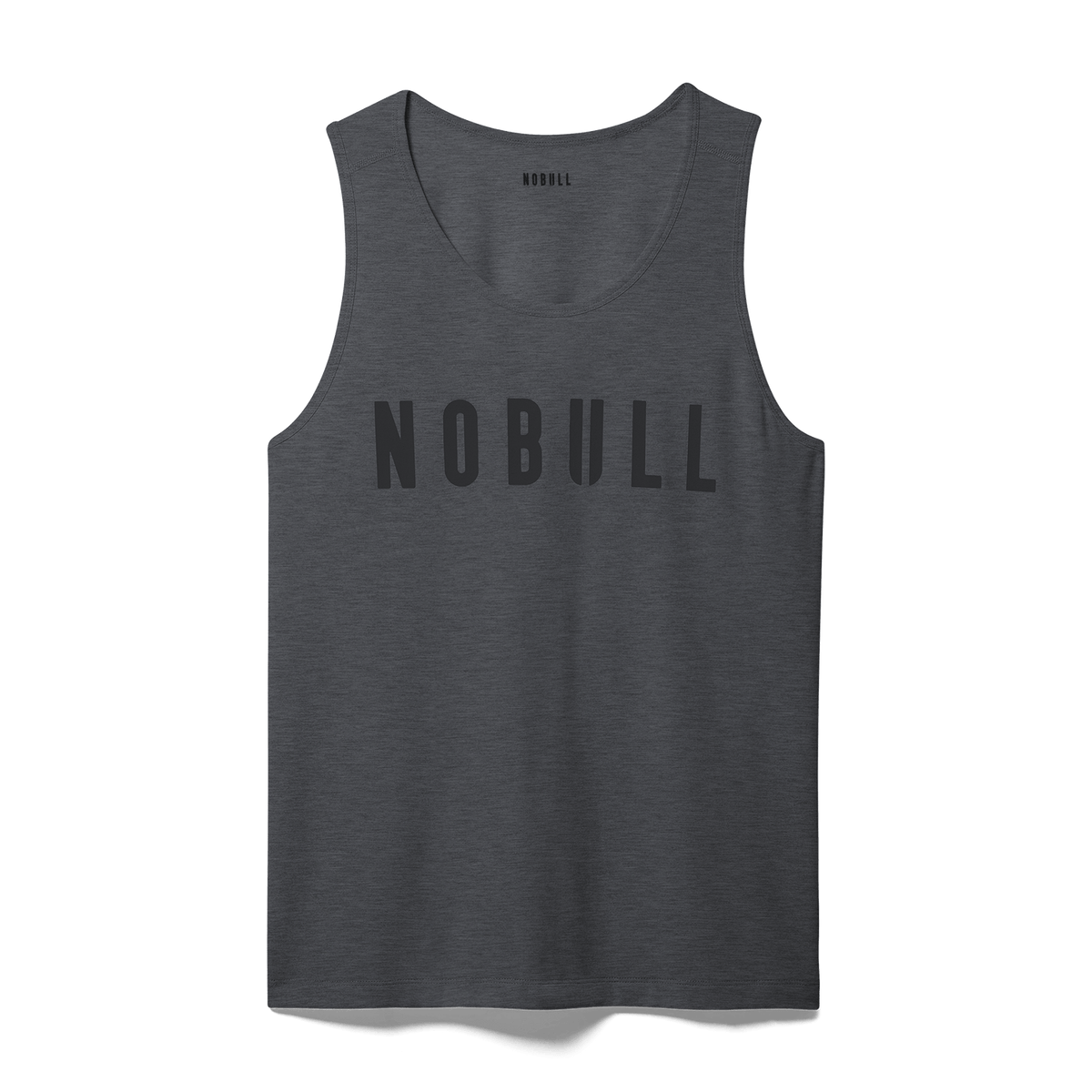 Men's Charcoal Heather NOBULL Tank Flat Lay Angle.