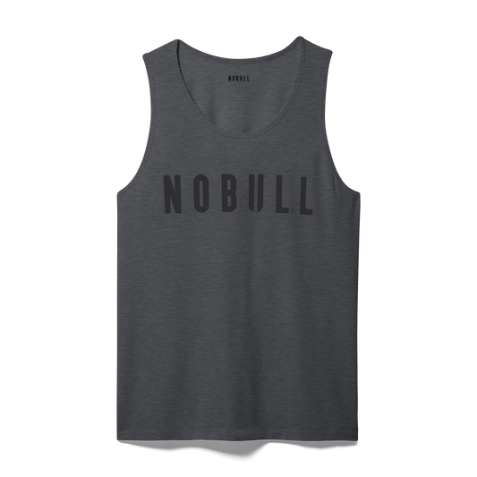 Men's Charcoal Heather NOBULL Tank Flat Lay Angle.