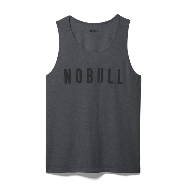 Men's Charcoal Heather NOBULL Tank Flat Lay Angle.