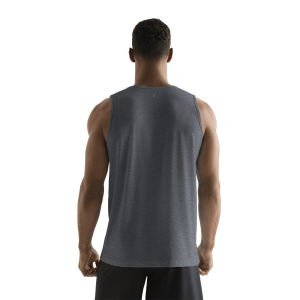Men's Charcoal Heather NOBULL Tank Back On Body Angle.