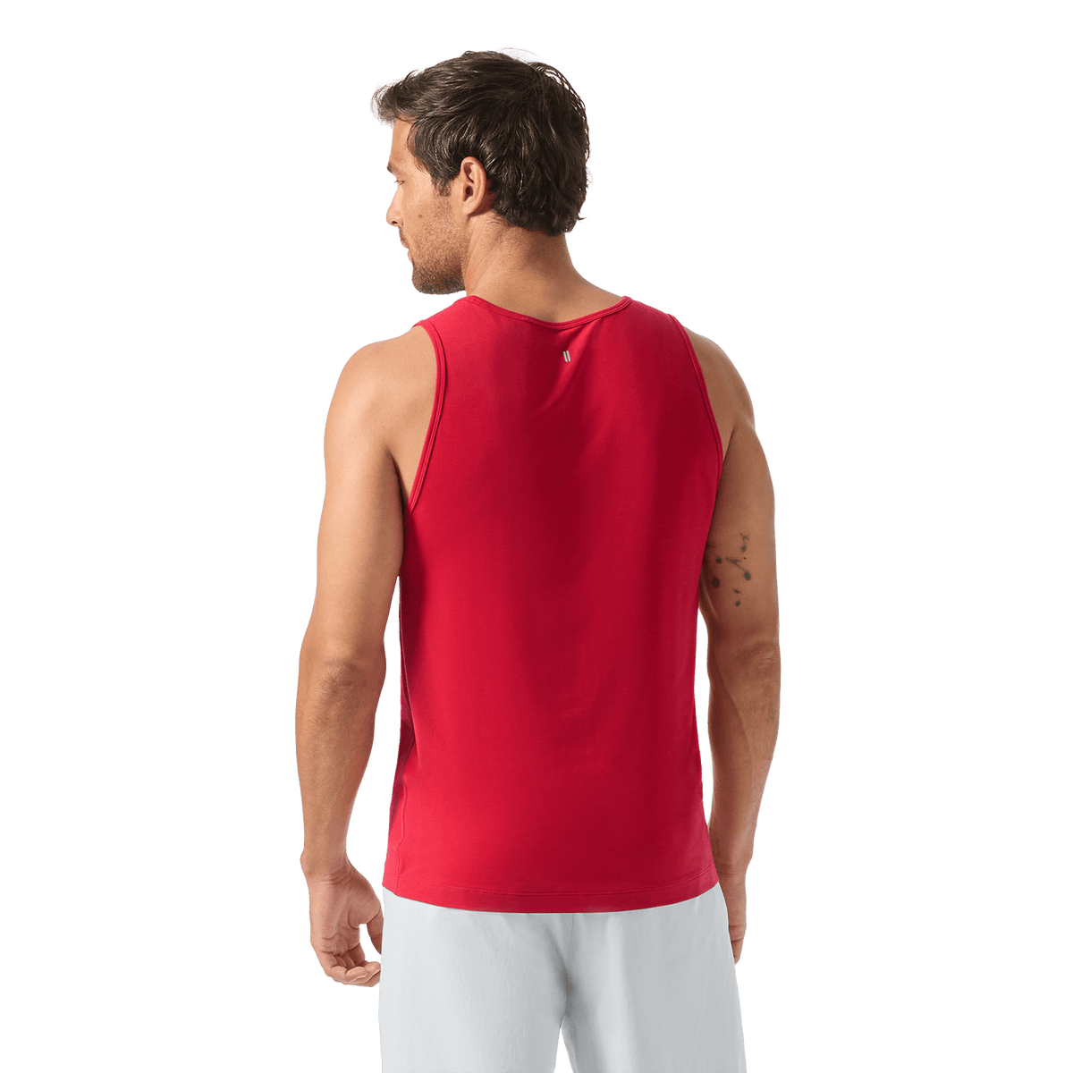 Men's Equestrian Red NOBULL Tank Back Waist Up Angle.
