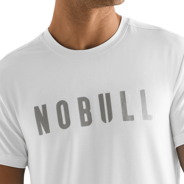 Men's White NOBULL Tee Detail Angle.