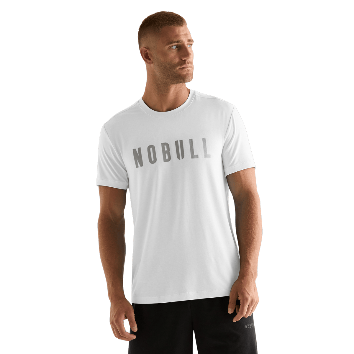 Men's White NOBULL Tee Front Angle.