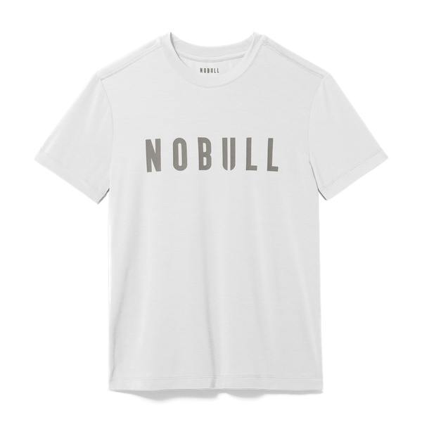 Men's White NOBULL Tee Flat Lay Angle.