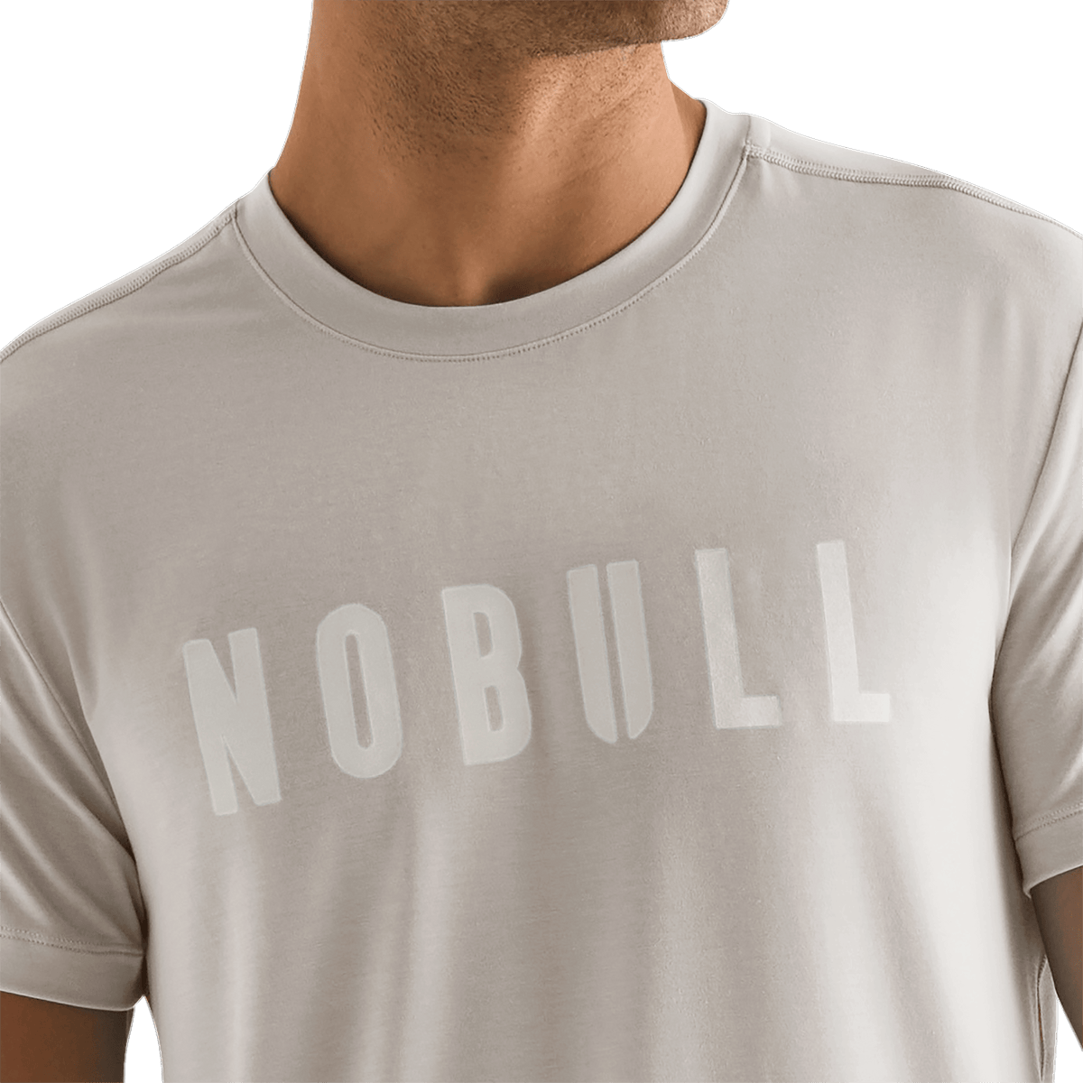 Men's Oatmeal NOBULL Tee Detail Angle.