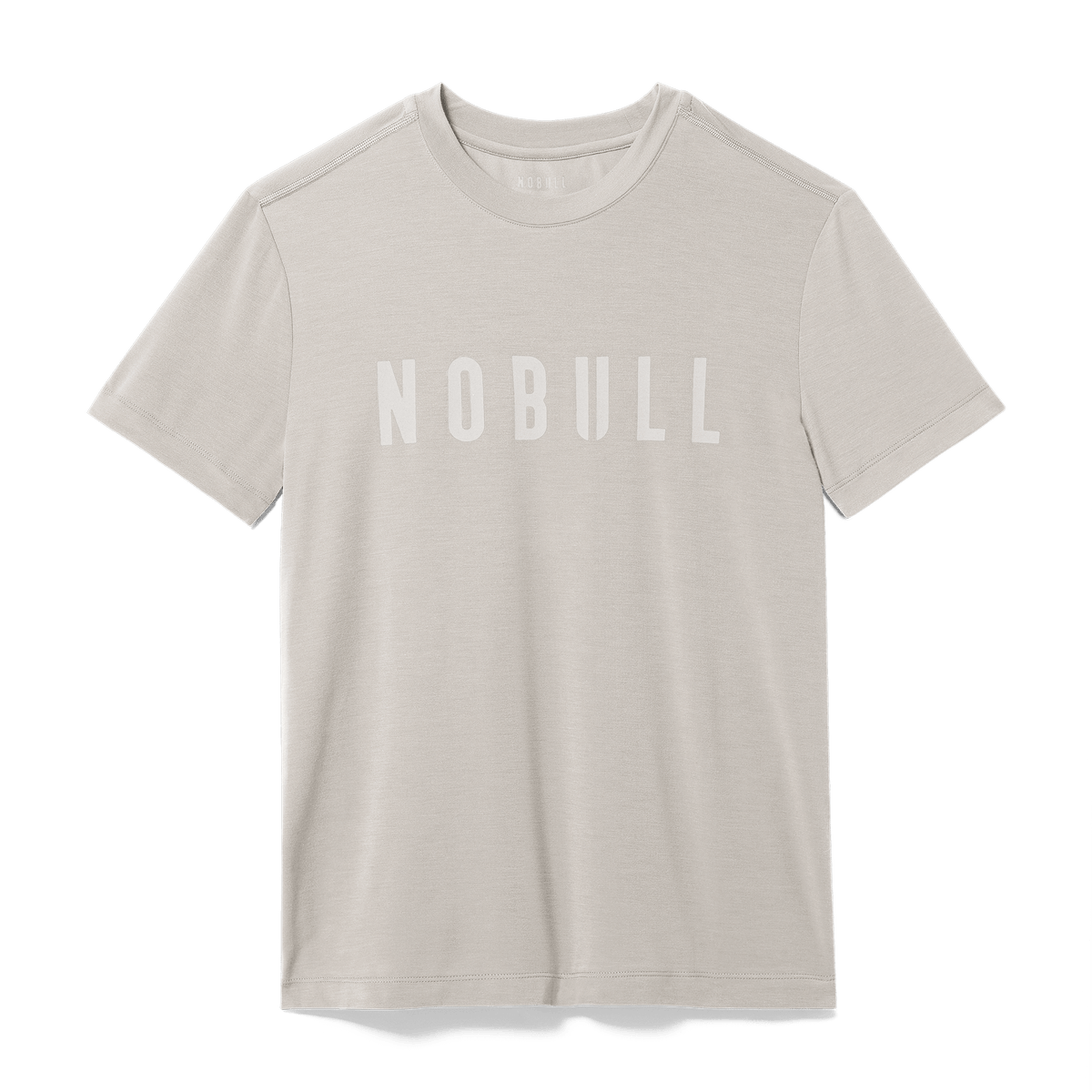 Men's Oatmeal NOBULL Tee Flat Lay Angle.
