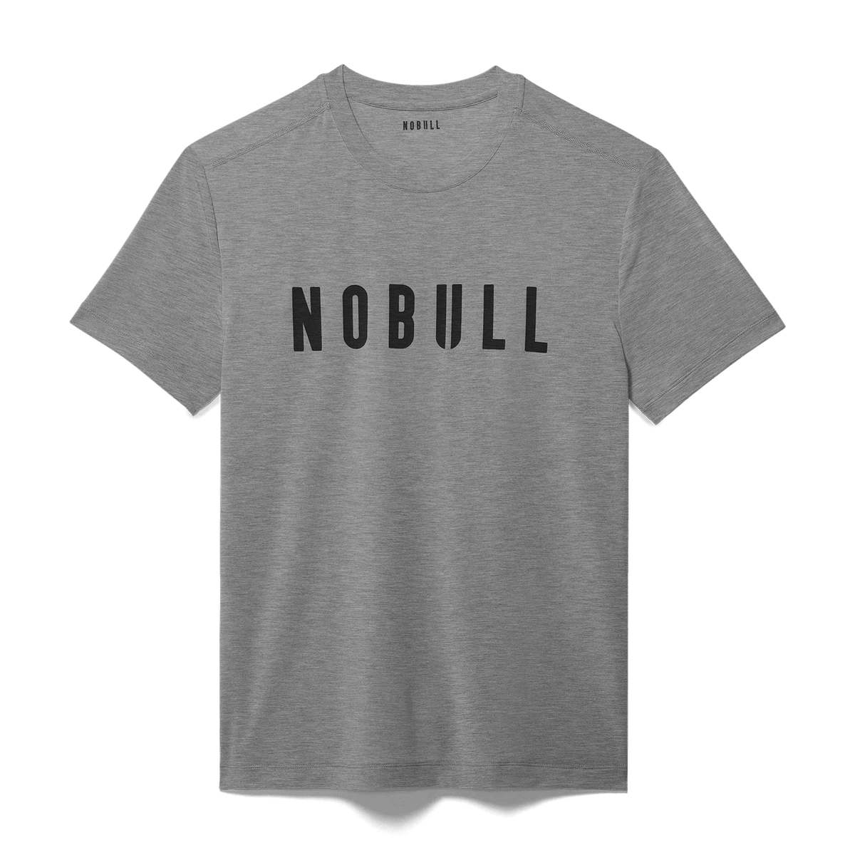 Men's Heather Grey NOBULL Tee Flat Lay Angle.