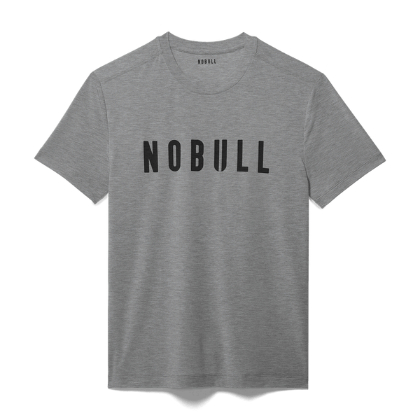 Men's Heather Grey NOBULL Tee Flat Lay Angle.