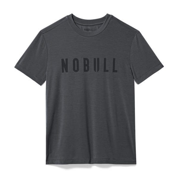 Men's Charcoal Heather NOBULL Tee Flat Lay Angle.