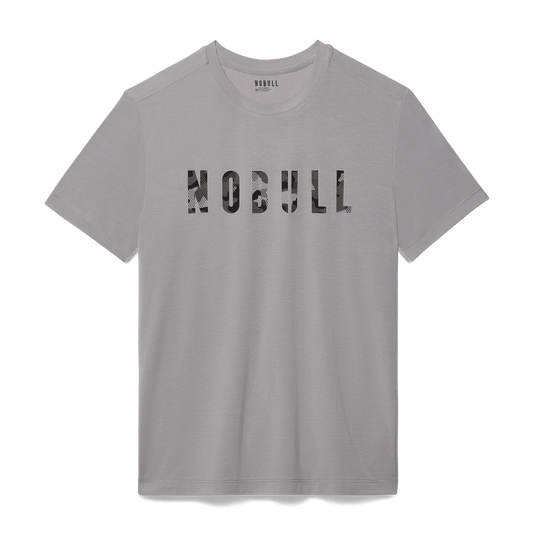Men's Gray Camo Fill NOBULL Tee Flat Lay Angle.