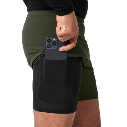 Men's NOBULL Training Short 6" (Lined) Dark Army Pocket Liner Angle.