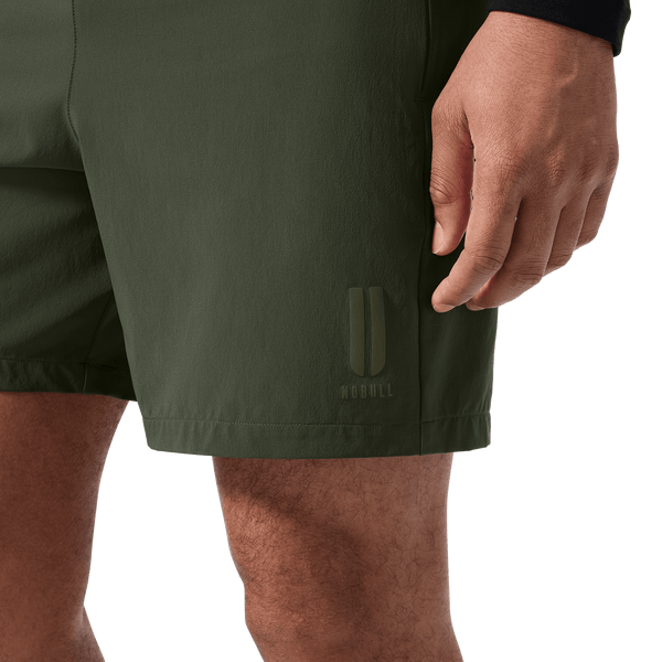 Men's NOBULL Training Short 6" (Lined) Dark Army U Logo Detail Angle.