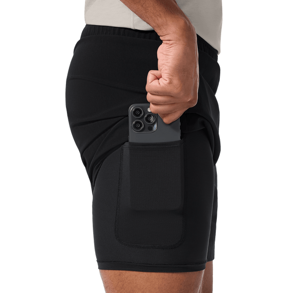 Men's Black NOBULL Training Short 6" (Lined) Liner Pocket Angle.
