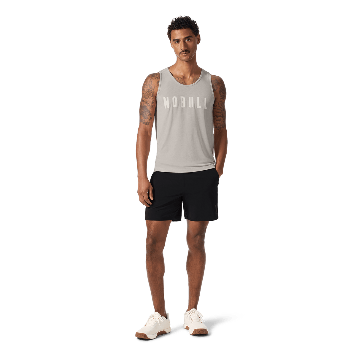 Men's Black NOBULL Training Short 6" (Unlined) Front On Body Angle.