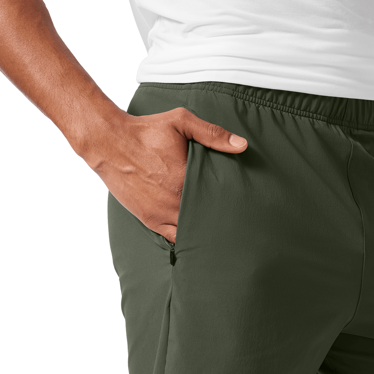 Men's Dark Army NOBULL Training Short 8" (Unlined) Pocket Detail Angle.