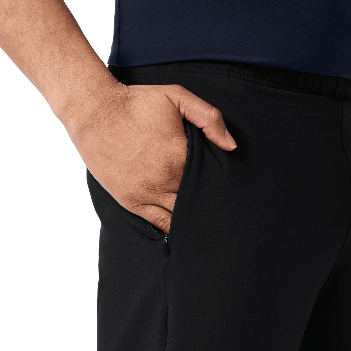 Men's Black NOBULL Training Short 8" (Unlined) Pocket Detail Angle.