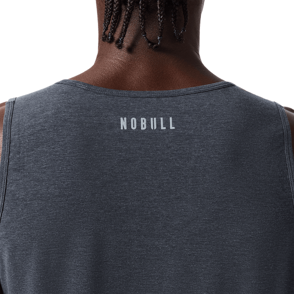 Men's Charcoal Heather NOBULL U Tank Back Detail Angle.