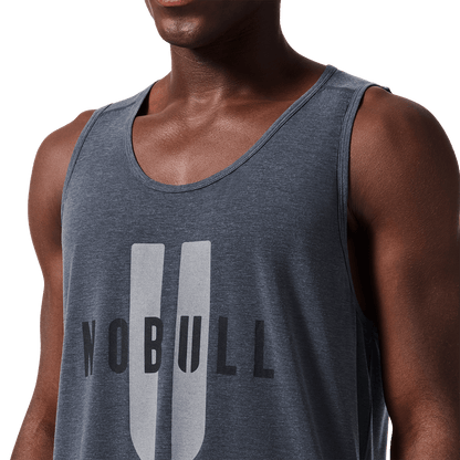 Men's Charcoal Heather NOBULL U Tank Front Detail Angle.