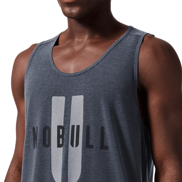 Men's Charcoal Heather NOBULL U Tank Front Detail Angle.