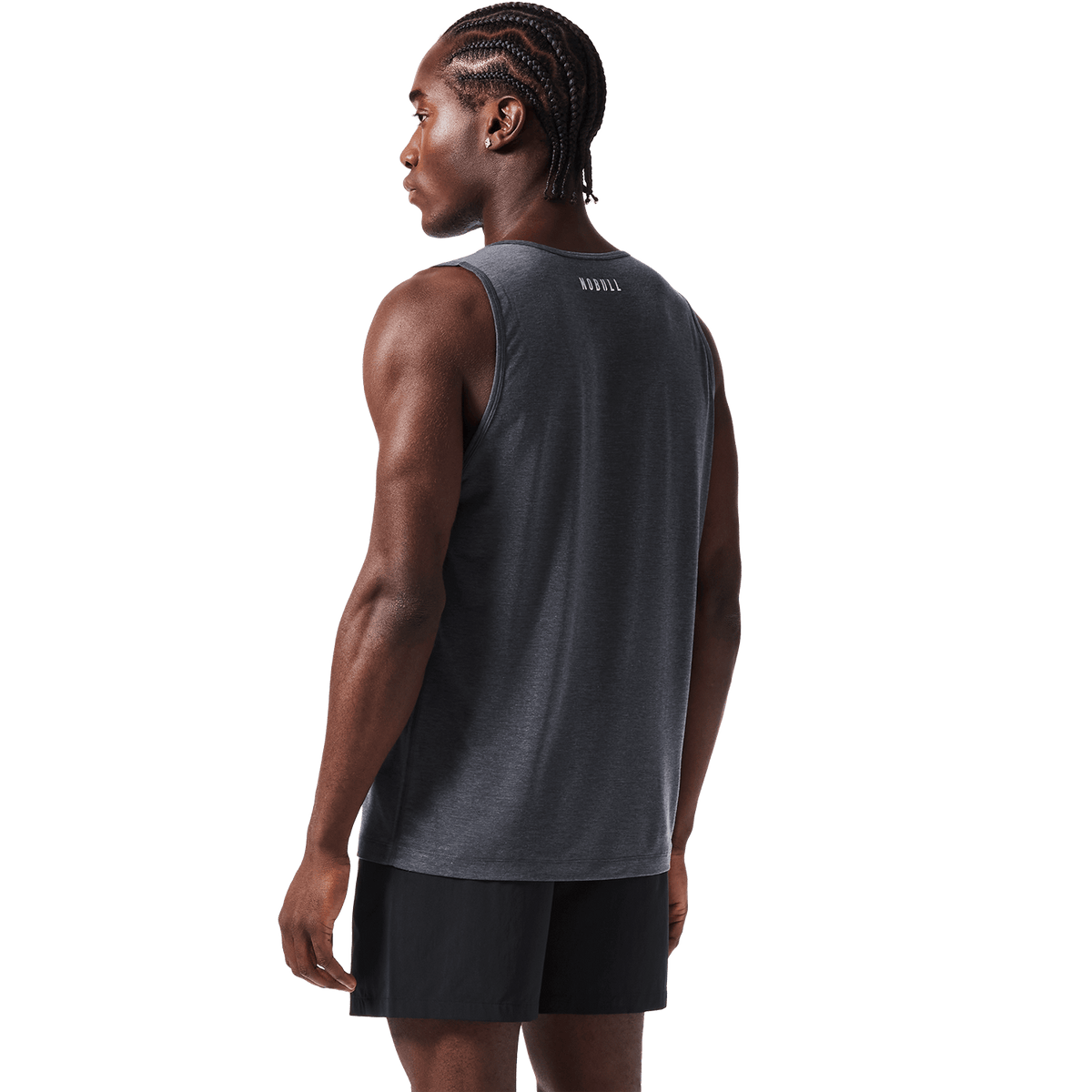Men's Charcoal Heather NOBULL U Tank Back Angle.