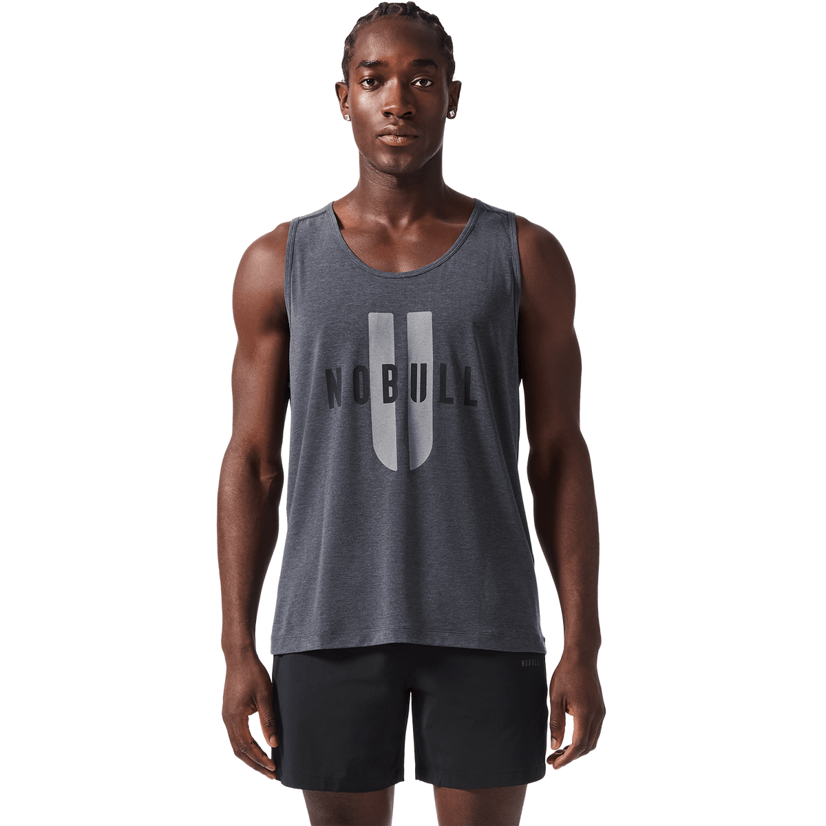Men's Charcoal Heather NOBULL U Tank Front Angle.