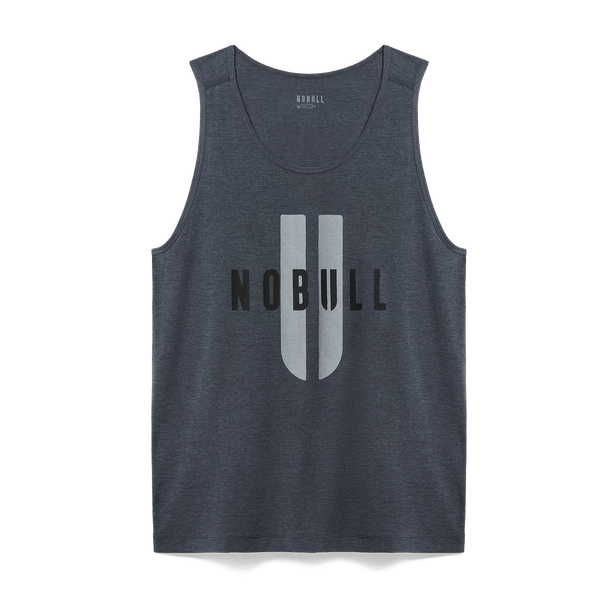 Men's Charcoal Heather NOBULL U Tank Flat Lay Angle.