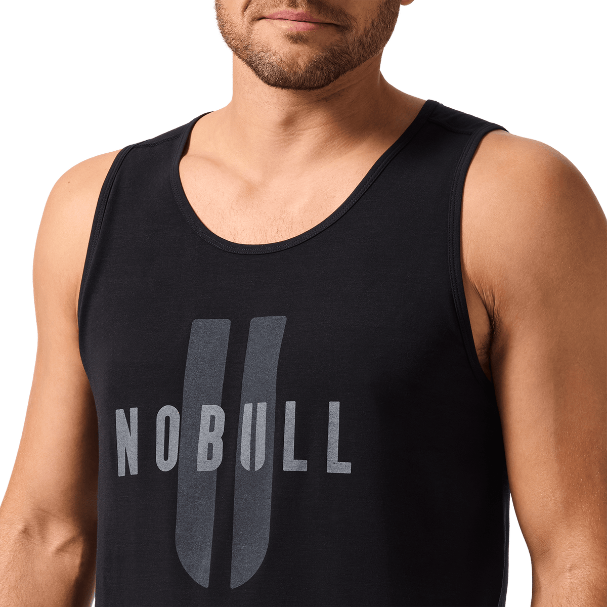 Men's Black NOBULL U Tank Front Detail Angle.