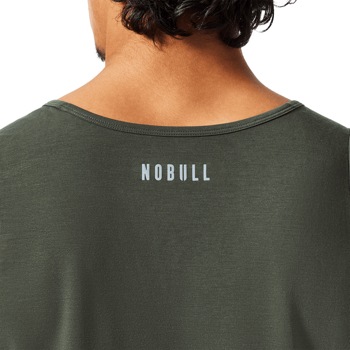 Men's Dark Army NOBULL U Tank Back Detail Angle.