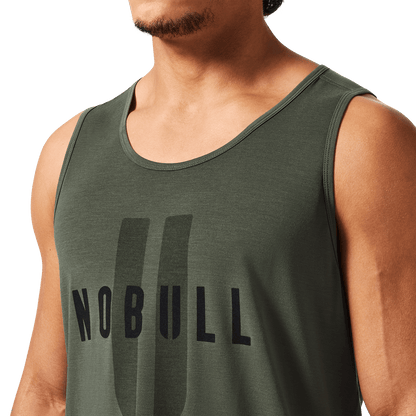 Men's Dark Army NOBULL U Tank Front Detail Angle.