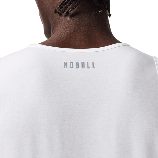 Men's White NOBULL U Tank Back Detail Angle.