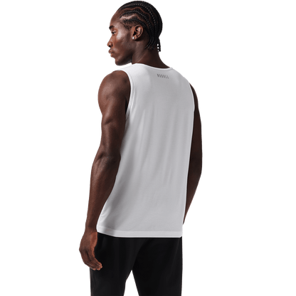 Men's White NOBULL U Tank Back On Body Angle.