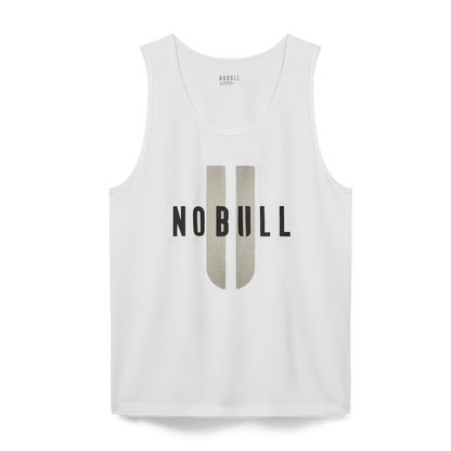 Men's White NOBULL U Tank Flat Lay Angle.