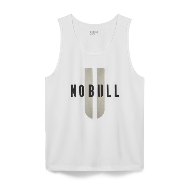 Men's White NOBULL U Tank Flat Lay Angle.
