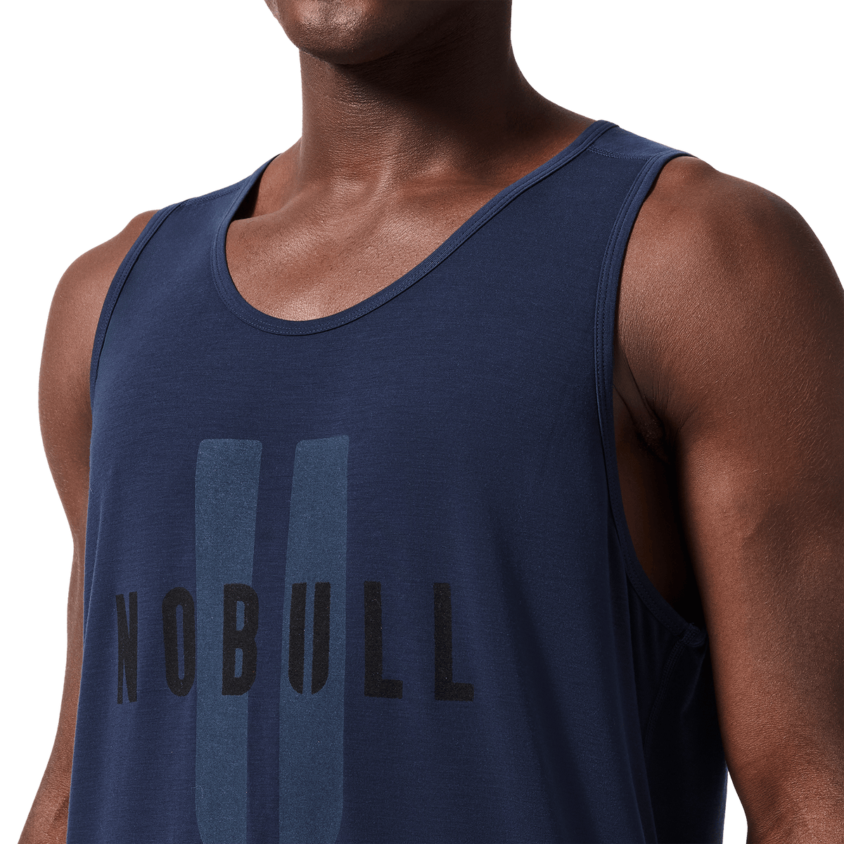 Men's Night Navy NOBULL U Tank Front Detail Angle.