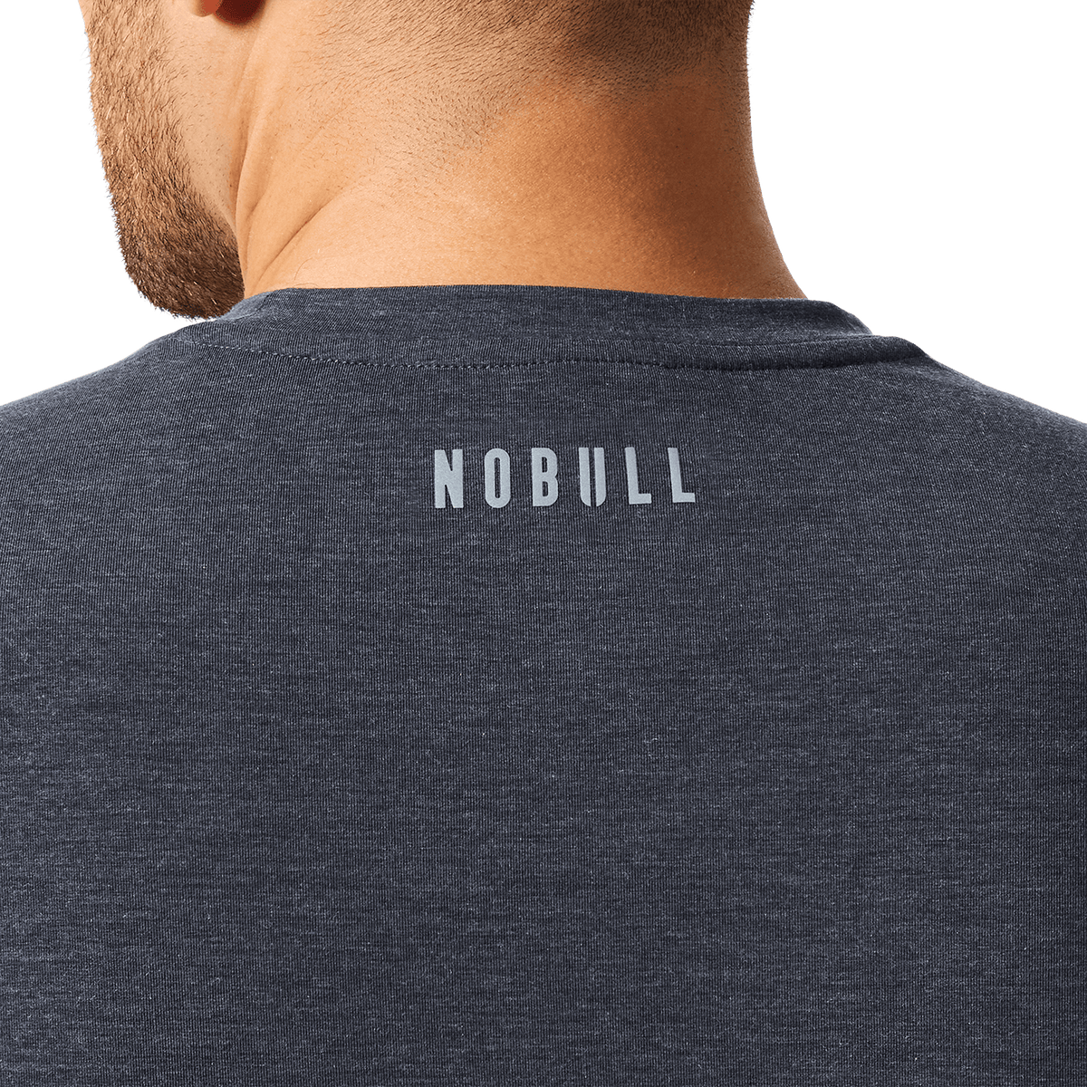 Men's Heather Charcoal NOBULL U Tee Back Detail Angle.