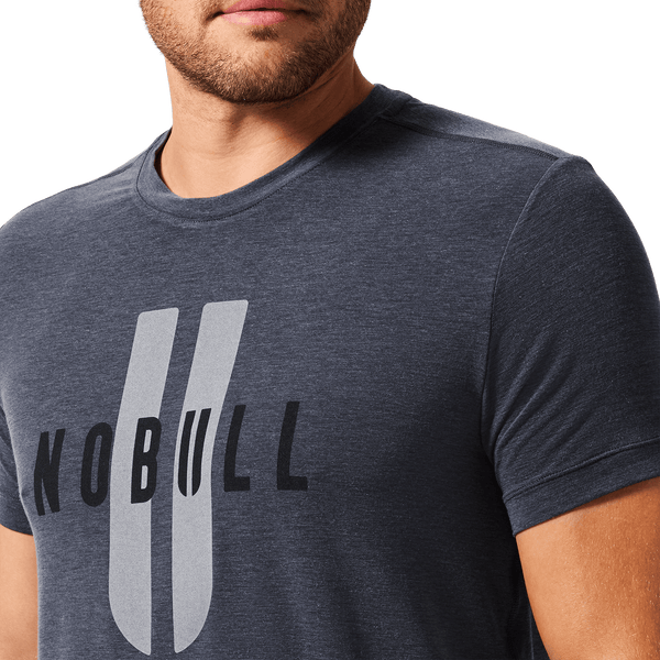 Men's Heather Charcoal NOBULL U Tee Front Detail Angle.
