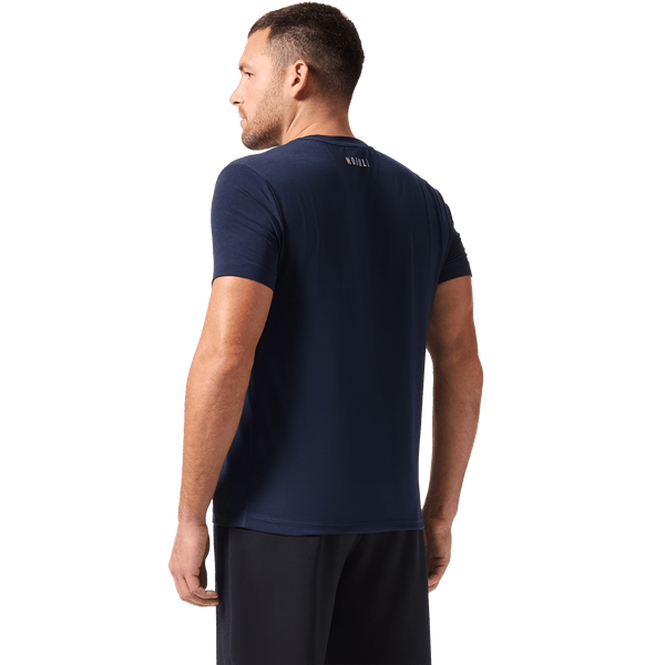 Men's Night Navy NOBULL U Tee Flat Back Angle.
