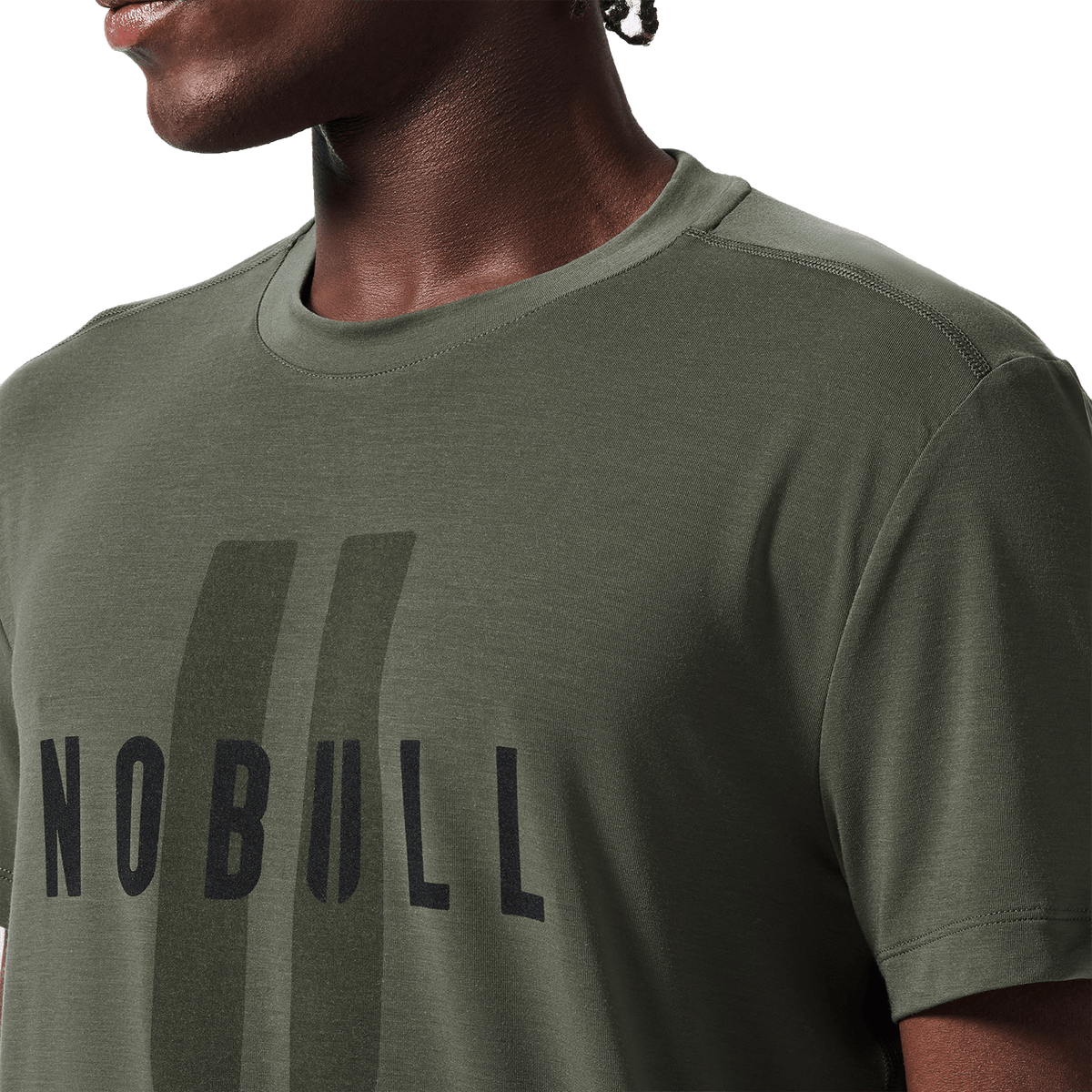 Men's Dark Army NOBULL U Tee Front Detail Angle.