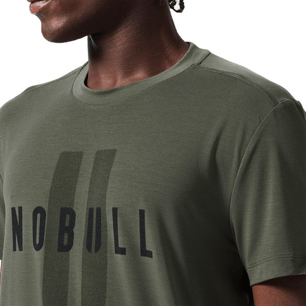 Men's Dark Army NOBULL U Tee Front Detail Angle.