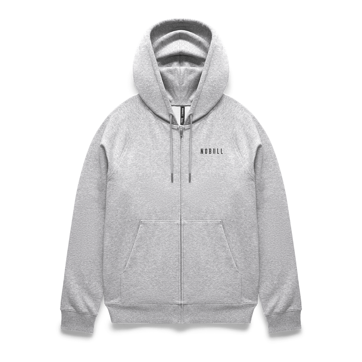 Men's Grey Heather NOBULL Zip-Up Jacket Flat Lay Angle.