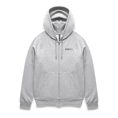 Men's Grey Heather NOBULL Zip-Up Jacket Flat Lay Angle.